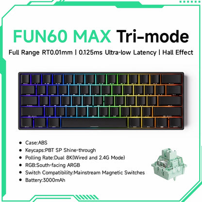 Akko MonsGeek FUN60 PRO&MAX HE Machanical Keyboard Magnetic Switch 60%  Gaming Keyboard Rapid Trigger 8K Custom Keyboard