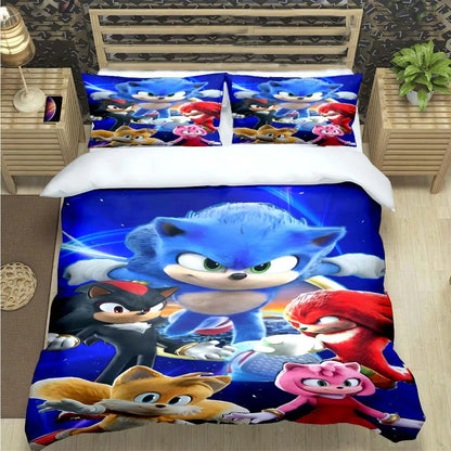 Fashion Cartoon Role Characters Print Bedding Set Sonic Duvet Cover Comforter Bed Youth Kids Girl Boys Luxury Birthday Gift