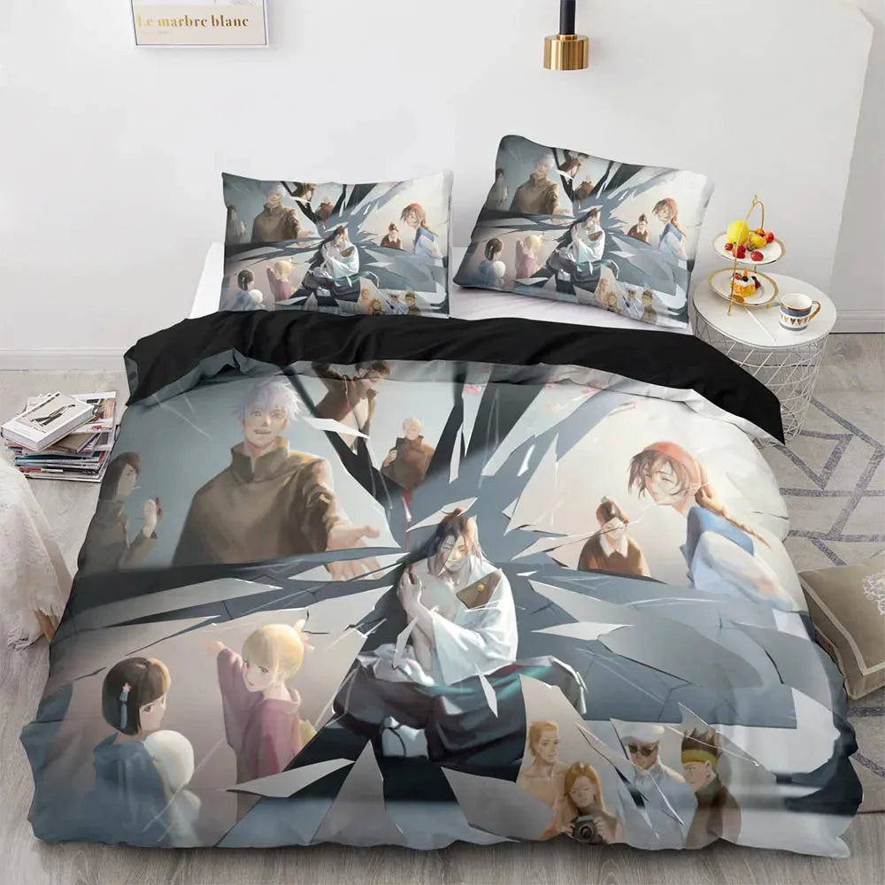 Anime Jujutsu Kaisen Satoru Gojo Bedding Set Boys Girls Twin Queen Size Duvet Cover Pillowcase Bed Kids Adult Home Textileextile