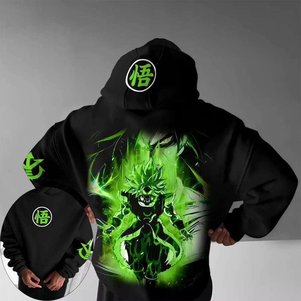 Dragon Ball Anime Broli Printed Hoodie Autumn/Winter New Men's and Women's Loose Casual Harajuku Large Size Parent Child Sweater