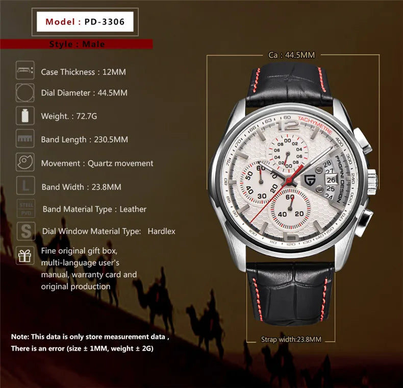 PAGANI DESIGN Chronograph-Stoppuhr für Herren, Quarz, Multifunktion, Militär-Pilotenstil, Relógios Masculino, Reloj Hombre, Montre Homme