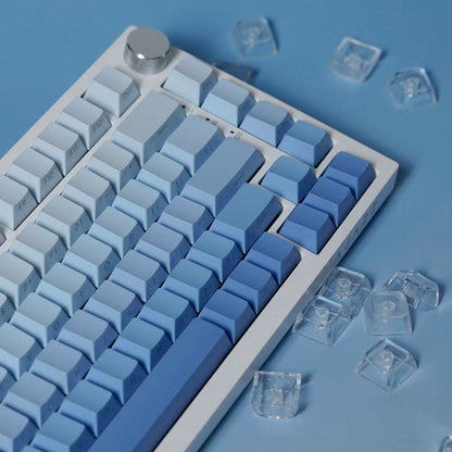 Keycaps com impressão lateral, 134 teclas, perfil Cherry, gradiente branco e azul, PBT, teclas para teclado mecânico gamer AULA f75 Wooting