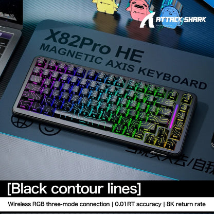 ATTACK SHARK X82Pro HE Wireless Magnetic Axis Gaming Keyboard 8KHz Rate 0.01mm RT Precision 5000mAh Tri Mode RGB 82 Keys PBT