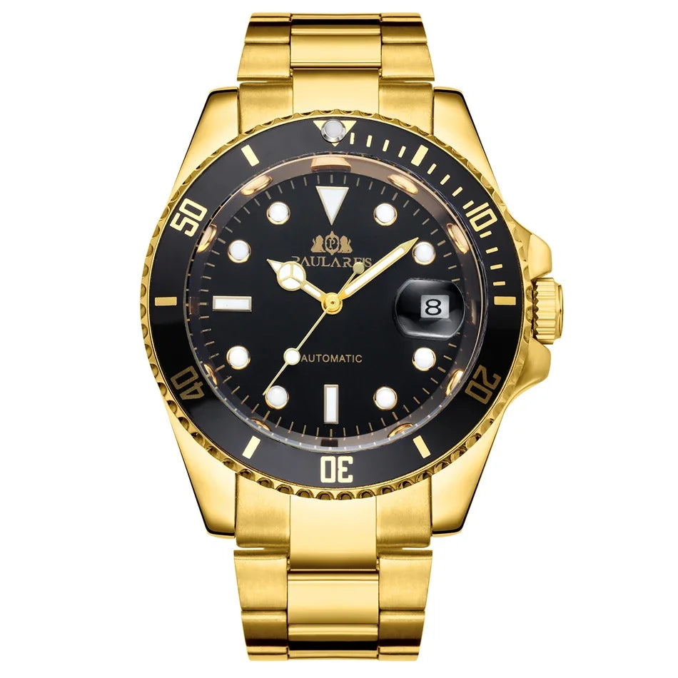 Automatic Men's Watch Mechanical Movement Stainless Steel Gold Silver Green Red Dial Date Strong Luminous Luxury Watches