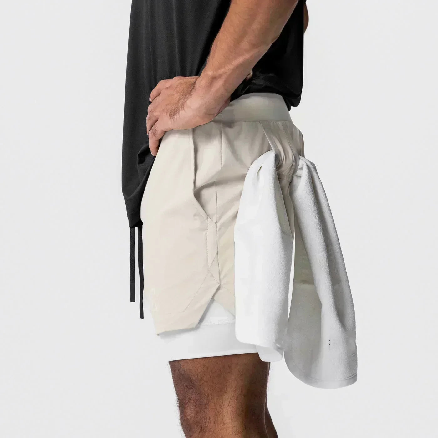 Dragon Ball Men's Double-layer Shorts Son Goku Summer Japanese Anime Fake Two-piece Sports Fitness Quick-drying Shorts, produit gaming premium Fraquane