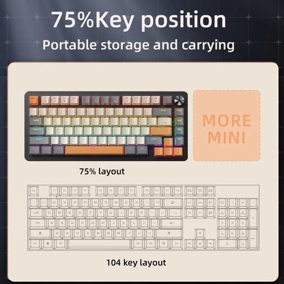 APAYADO 75% Mechanical Keyboard Wired Gaming Keyboard with Media Knob, Hot-Swappable RGB Backlit 82-Key Mechanical Keyboard for PC & Laptop