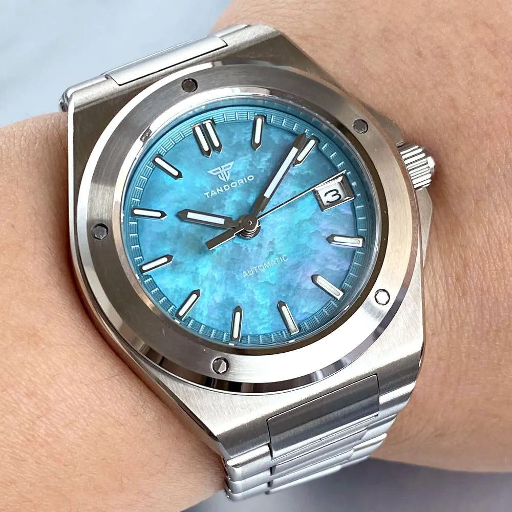 Tandorio 200M Diving 40mm Black White Shell Dial Lume NH35 Automatic Men Watch Sapphire Glass Stainless Steel Bracelet 2025
