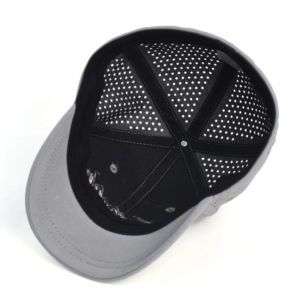 Baseballcap mit kurzem Mesh-Schirm, hinten geschlossen, für Damen und Herren, atmungsaktiv, Snapback-Cap, anliegender Dad Hat, verstellbar, einfarbig, im Trucker-Stil