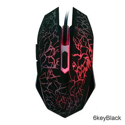 Mouse da gaming cablato USB 2400 DPI con retroilluminazione LED, mouse professionale per gamer, ergonomico, per PC, laptop e MacBook