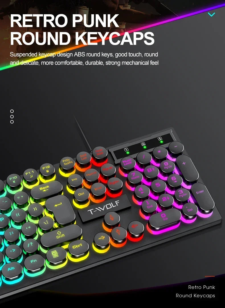 2026NEW RGB Gaming Mechanical Keyboard USB Wired 104 Keys Keyboard Backlit Black Red Blue Light for Computer Laptop Pro Keyboard