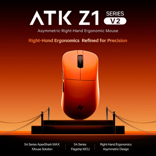 Mouse de gaming wireless ATK Blazing Sky Z1 V2 Ultimate PAW3950 Ultra Dual 8K, ergonomic, dezvoltat intern, pentru mâini medii și mari
