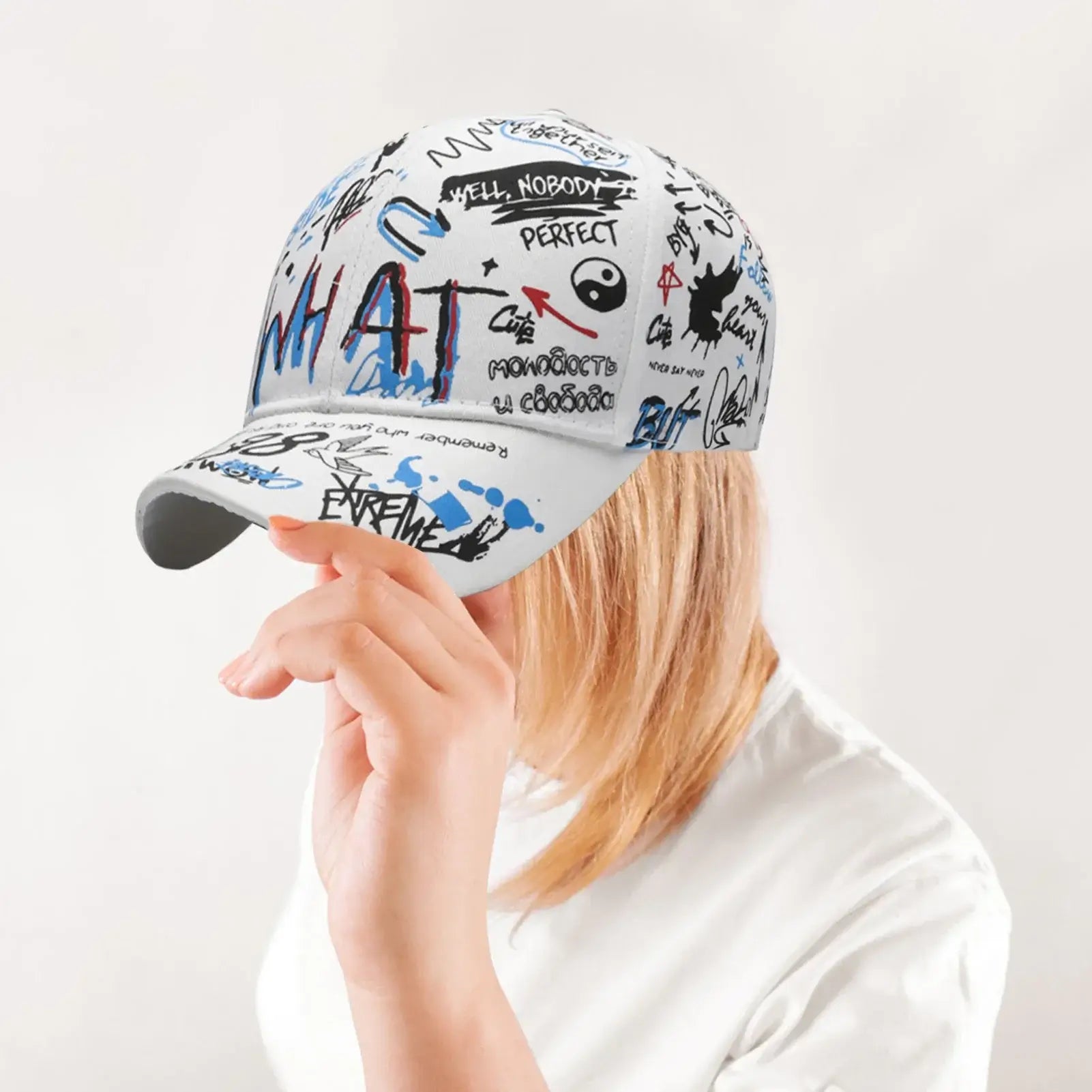 Graffiti Print Baseball Cap Adjustable Sun Protection Breathable Hat for Outdoor Activities Fishing Camping, produit gaming premium Fraquane