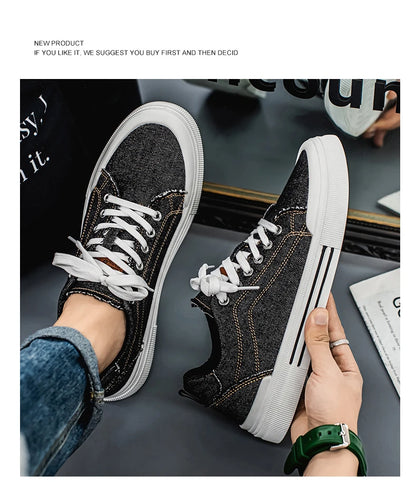 Personalized Spring and Autumn New Men's Shoes, Korean Style Fashionable Large Size Low-Top Casual Shoes, Denim Single Shoes, Versatile Sneakers