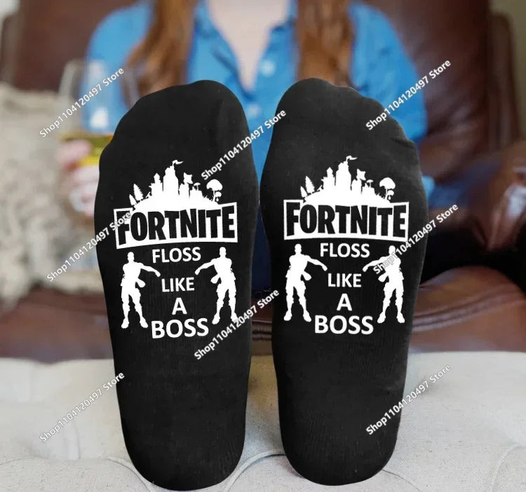 FORTNITE Sportsocken Sommer Schwarz Weiß Atmungsaktive Low-Cut-Socken No-Show Baumwolle Weiche Sport- und Freizeitsocken Kurz