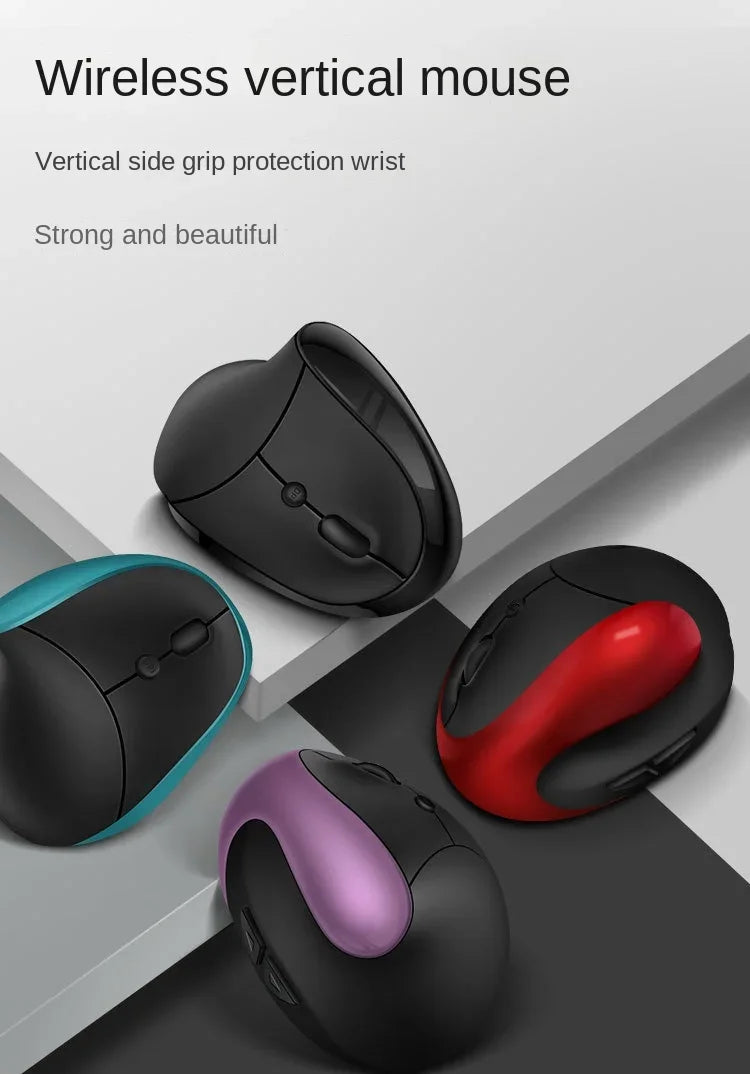 Mouse vertical ergonomic wireless reîncărcabil BTS-908, foarte popular, cu receptor USB 2.4G, DPI reglabil 1600 și 6 butoane