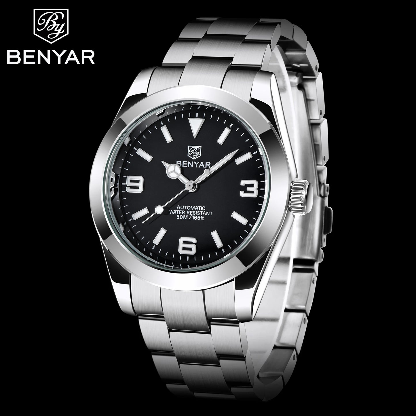 BENYAR 2025 New Men's Automatic Mechanical Watch Business Sports Luxury Men's Watches 50M Waterproof Clock Relogios Masculino