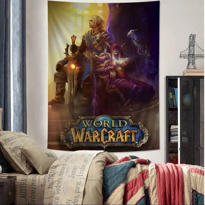Duża drukowana makatka ścienna World Of Warcraft Hot Game, tania hipisowska dekoracja ścienna, boho makatki ścienne z mandalą, dekoracja do domu
