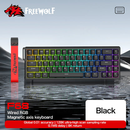 Tastiera a switch magnetici ATTACK SHARK X68HE cablata e FREEWOLF F68 cablata F68Pro wireless per gaming professionale 8K Hz 0.01mm Rapid Trigger