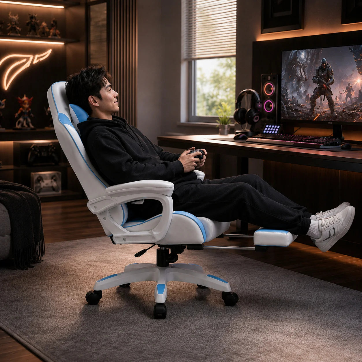 AOLIVIYA Gaming Reclining Office Chair Home Computer Rotating Lifting Backrest Internet Cafe E Sports Game Seat With Footrest