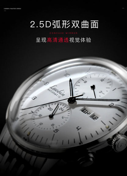 Men's Business Watch Mechanical Movement Multifunction Chronograph Stainless Steel Waterproof Automatic Calendar Sapphire