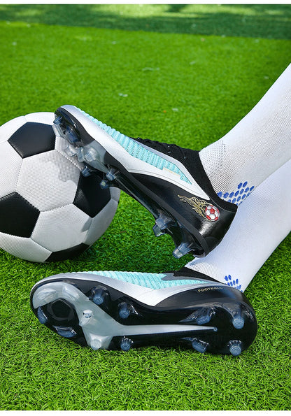 Nouvelles chaussures de football pour hommes, crampons de sport d'extérieur, antidérapantes, à longues pointes, respirantes et confortables pour l'entraînement et les matchs.