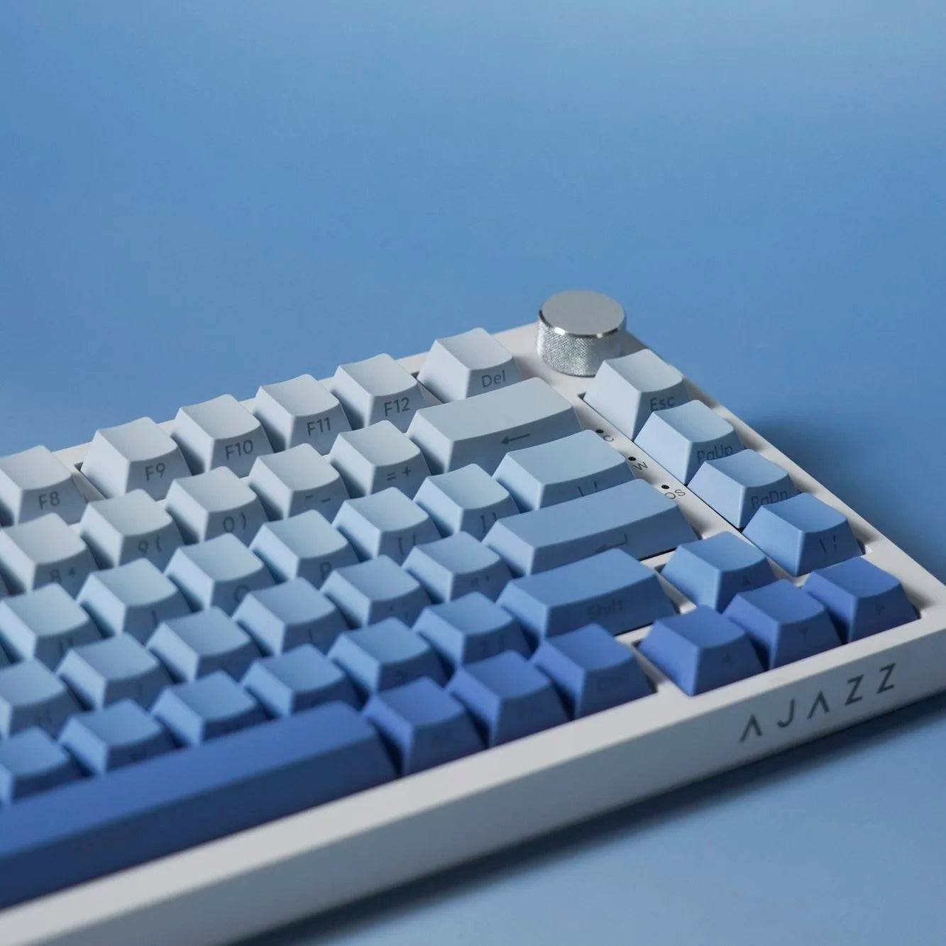 Keycaps com impressão lateral, 134 teclas, perfil Cherry, gradiente branco e azul, PBT, teclas para teclado mecânico gamer AULA f75 Wooting
