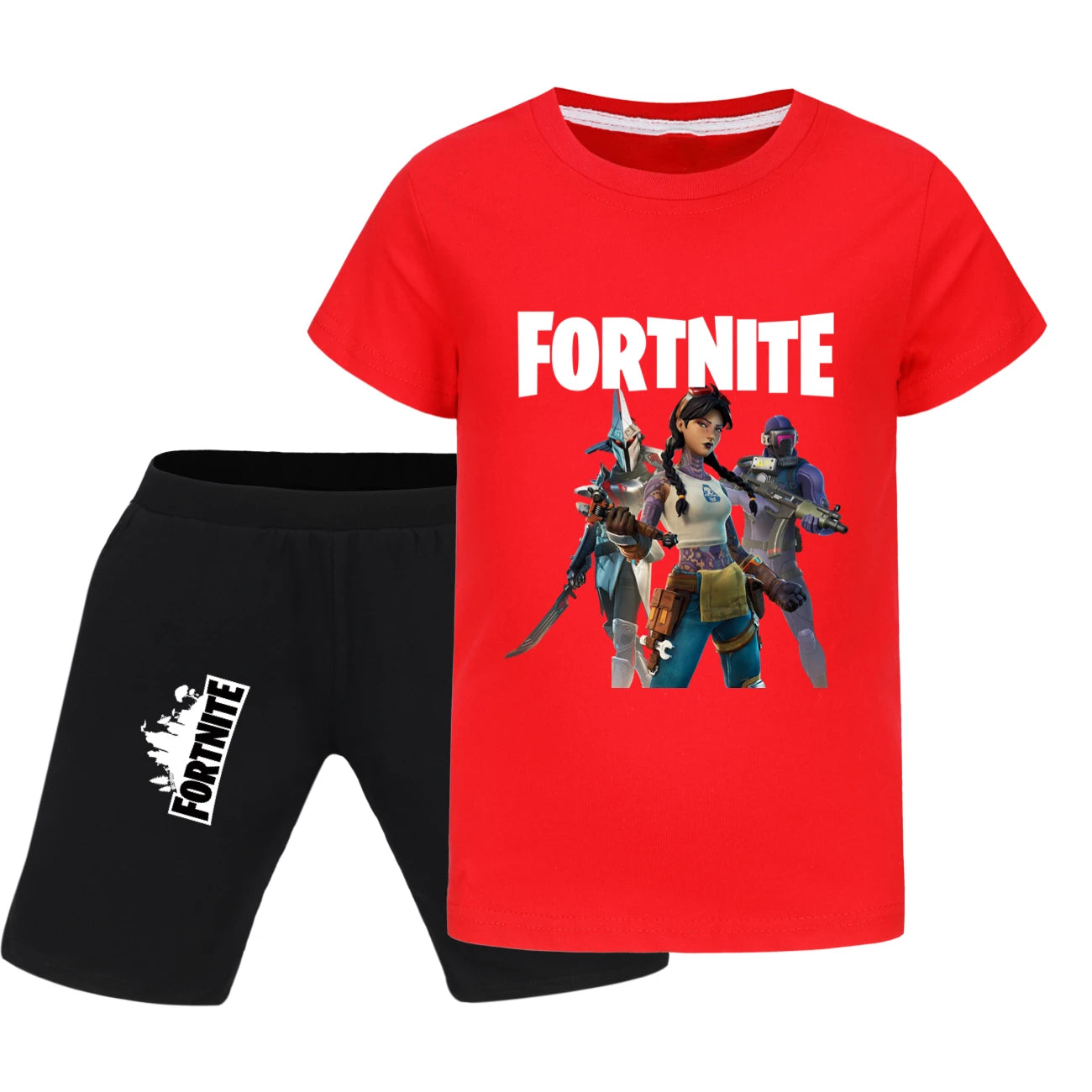 Fortnite Summer Kids Cartoon T-shirts Shorts Two-piece Set Baby Boys Tracksuit Girls Outfits 505