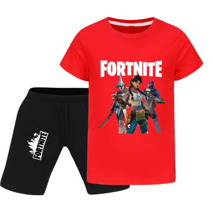 Fortnite Summer Kids Cartoon T-shirts Shorts Two-piece Set Baby Boys Tracksuit Girls Outfits 505