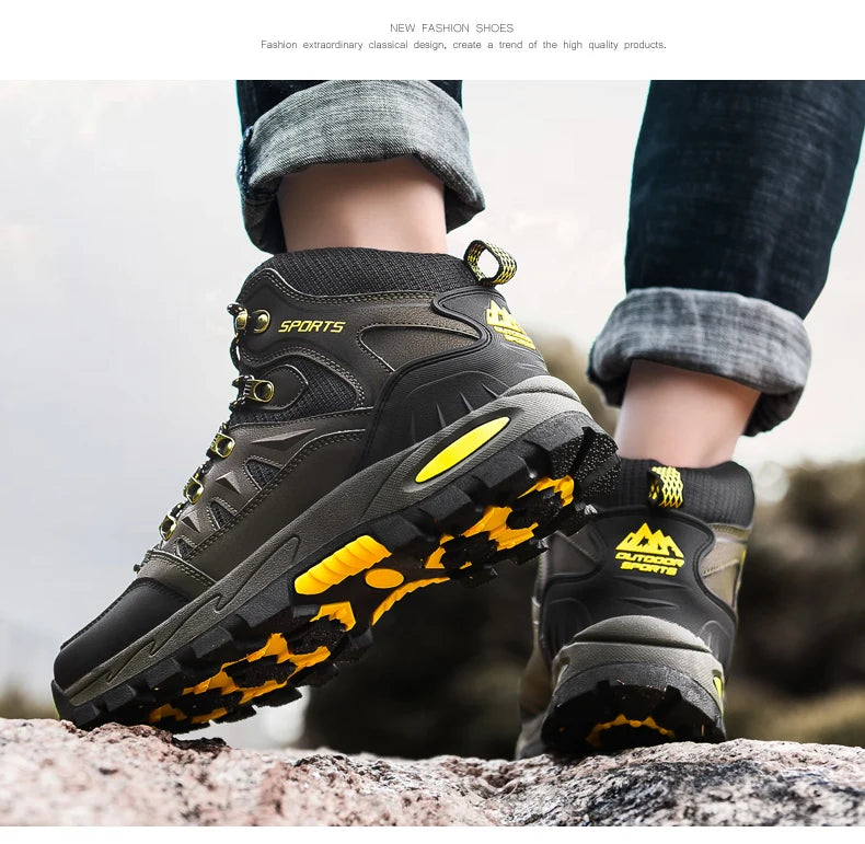 Botas de montaña impermeables para exterior, para hombre y mujer, para primavera y otoño, resistentes al desgaste, para deportes de montaña y caza.