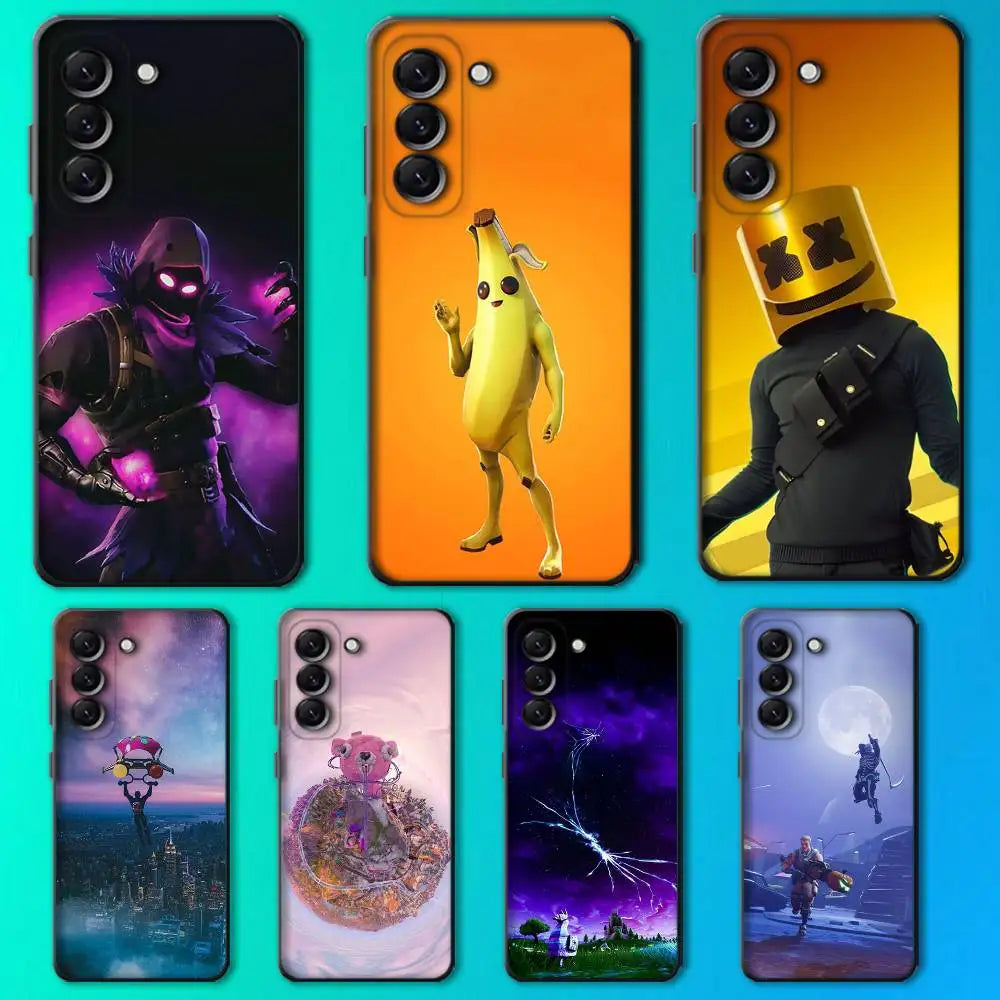 Capa de telemóvel M-Midas F-Fortnite para Samsung Galaxy A13,A21s,A22,A31,A32,A52,A53,A71,A80, capa preta flexível