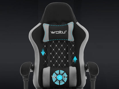 WOLTU Swivel Computer Chair with Massage Function Ergonomic Office Chair with Pillow & Footrest Height Adjustable Gaming Chair