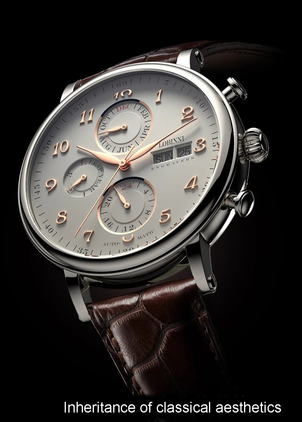 Luxury Brand Switzerland LOBINNI Perpetual Calendar Automatic Mechanical Men's Watches Sapphire Multi-function Clock L13019-8