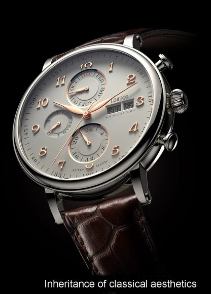 Luxury Brand Switzerland LOBINNI Perpetual Calendar Automatic Mechanical Men's Watches Sapphire Multi-function Clock L13019-8