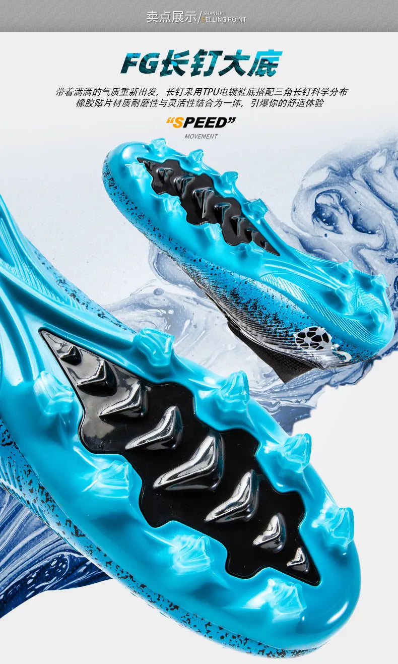 Uomo Donna Scarpe da calcio alte Antiscivolo Sneakers da calcio Traspiranti Scarpe da allenamento per futsal Scarpe da calcio da esterno su erba con tacchetti alla caviglia