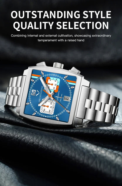 Specht&Sohne Men's Watch Luxury Brand Waterproof Stainless Steel Leather Japan VK Multifunctional Quartz Watch