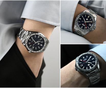 San Martin 39mm Aventurine Gemstone Dial Luxury Men's Watch NH34 GMT Automatic Mechanical Sapphire Waterproof Luminous SN0129