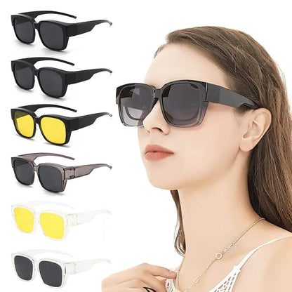 Polarized Fit Over Glasses Sunglasses Trendy Square Wrap Around Shades UV400 Protection Sun Glasses Can Be Worn Over Other Glass
