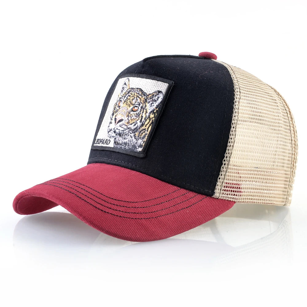 Gorras trucker de moda con parche bordado de cabra, snapback para las cuatro estaciones, gorra de béisbol para hombre y mujer con visera ajustable