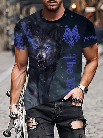 Summer Wolf Animal 3D Print T-Shirts Men Women Hip-hop Short Sleeve T Shirt Casual Oversized Harajuku Y2K Tops Tees Men Clothing