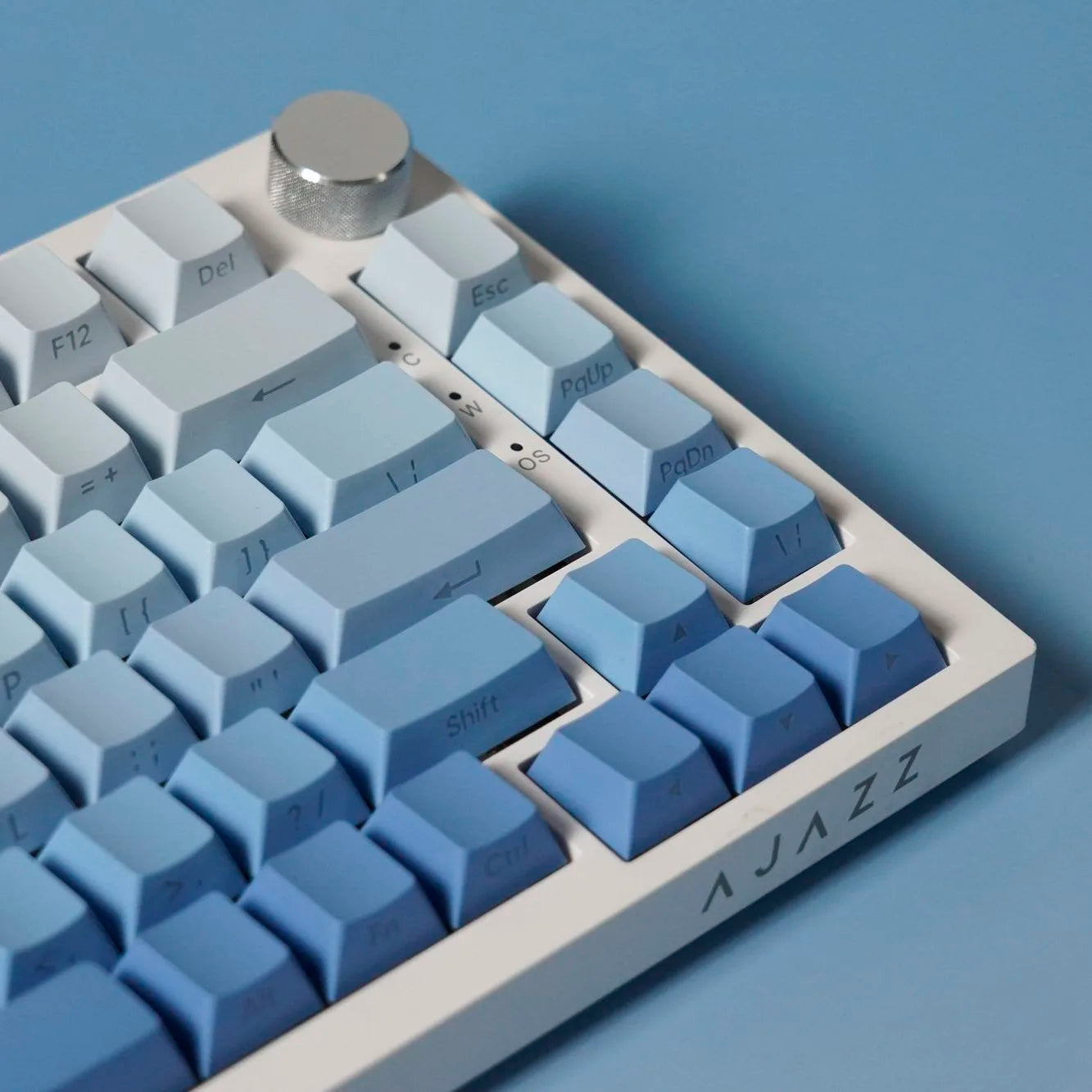Keycaps com impressão lateral, 134 teclas, perfil Cherry, gradiente branco e azul, PBT, teclas para teclado mecânico gamer AULA f75 Wooting