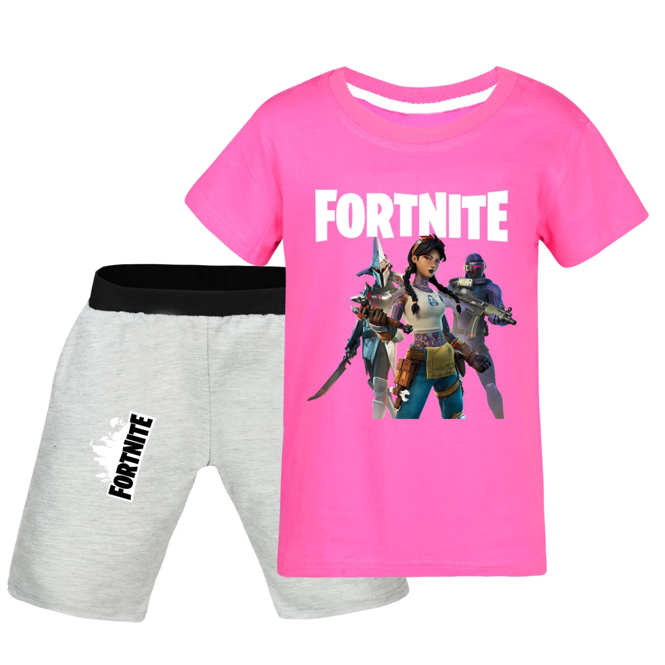 Fortnite Summer Kids Cartoon T-shirts Shorts Two-piece Set Baby Boys Tracksuit Girls Outfits 505