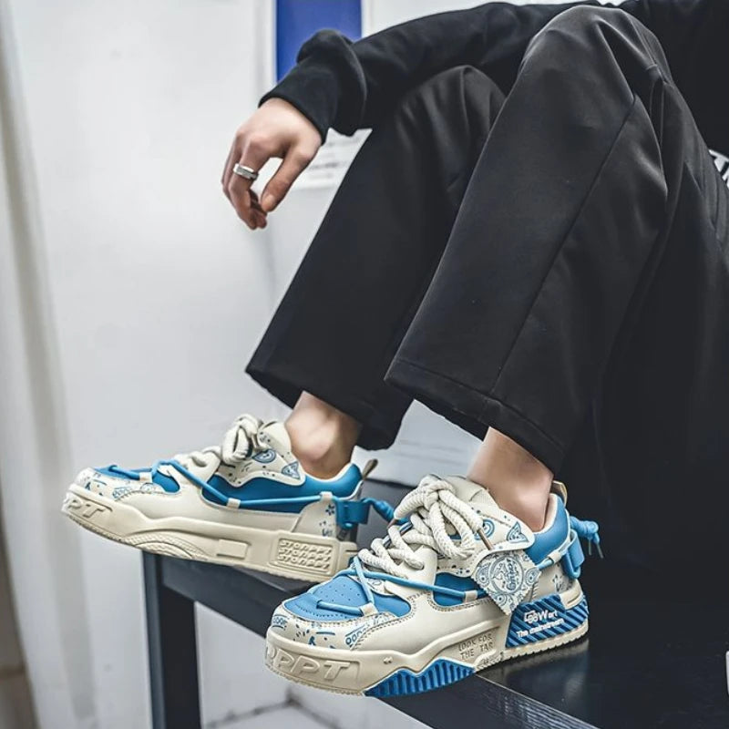 Modni skate čevlji, moški superge, moški dihalni tekaški čevlji, zunanji mrežasti čevlji za prosti čas, moški čevlji z vezalkami, vulkanizirani čevlji, Zapatillas