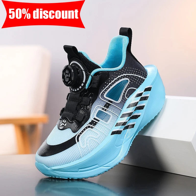 Children's Running Shoes Comfortable Mesh Boys Outdoor Training Shock-Absorbing Tennis Shoes New Hollow Breathable Casual Shoes