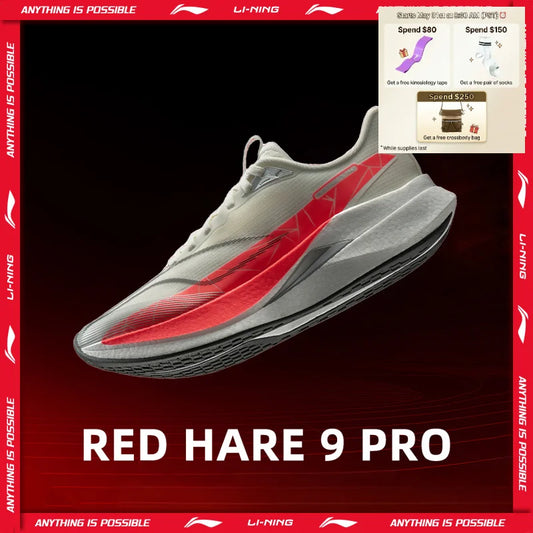 Li-Ning Women's RED HARE 9 PRO Racing Running Shoes BOOM FIBER Reflective Lightweight Li-Ning Training Sports Shoes ARPW002