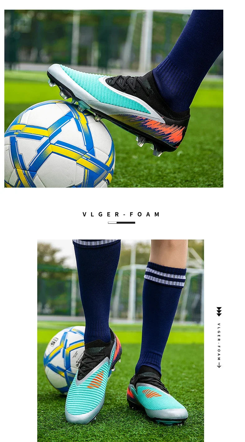 New Men Football Boots Shoes FG Soccer Shoes Non-Slip Cleats Ultralight Soccer Match Long Spikes Outdoor Training Drop Shipping