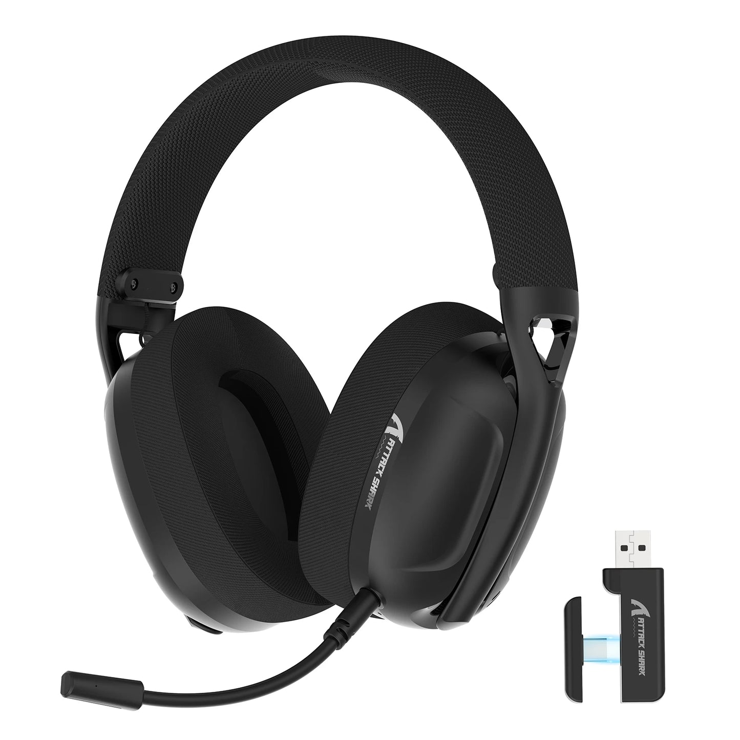 Headset Gaming ATTACK SHARK L80 Ultra-Leve 180g – Sem Fios Tri-Mode (Bluetooth 5.3 / 2.4G / Com Fio), Som Surround 5.1, Drivers de 40mm, Microfone Removível