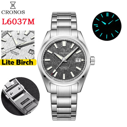 Cronos Men Watch 39mm Automatic Wristwatches White Dial Solid Links Sapphire 10 ATM L6037M