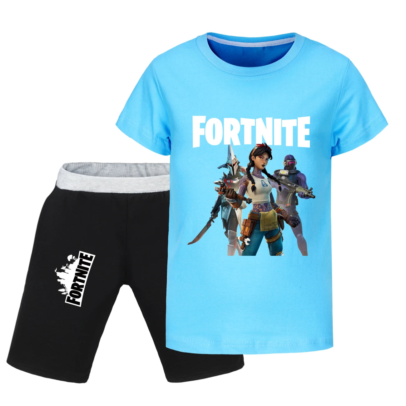 Fortnite Summer Kids Cartoon T-shirts Shorts Two-piece Set Baby Boys Tracksuit Girls Outfits 505