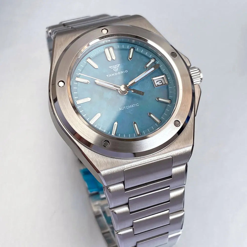 Tandorio 200M Diving 40mm Black White Shell Dial Lume NH35 Automatic Men Watch Sapphire Glass Stainless Steel Bracelet 2025