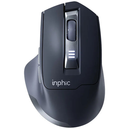 Ratón inalámbrico Inphic M9 con receptor USB 2.4G, recargable Type-C, botón silencioso, visualización de energía, ergonómico para oficina, universal